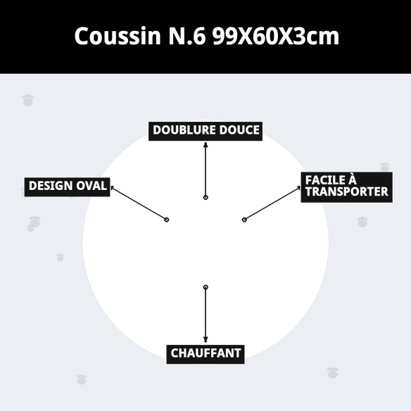 Coussin N.6 pour chiens et chats, confortable et lavable.