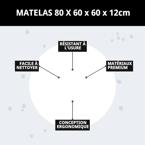 Matelas 80x60x12cm pour Animaux - Confort et Style