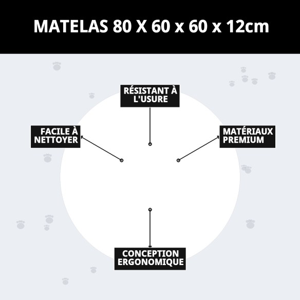 Matelas 80x60x12cm pour Animaux - Confort et Style