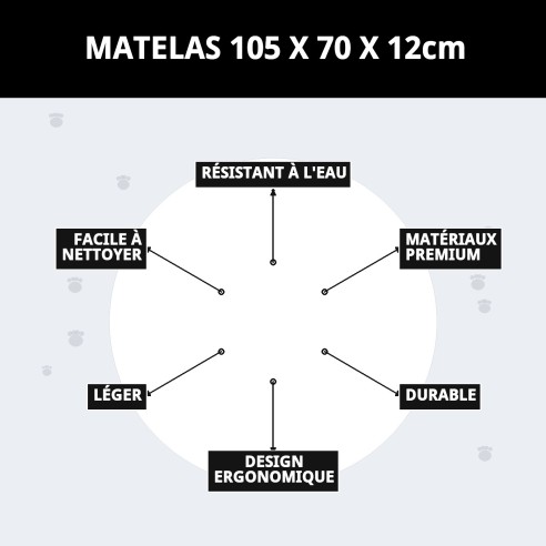 Matelas 105x70x12cm : Confort pour votre chien