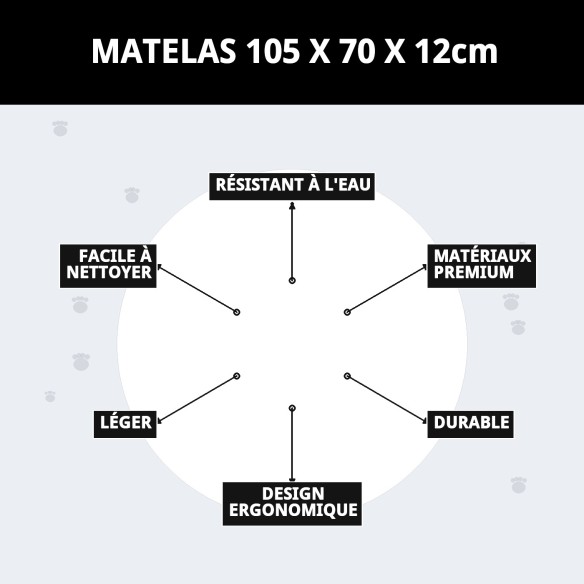 Matelas 105x70x12cm : Confort pour votre chien
