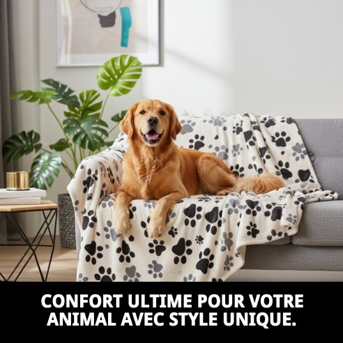 Couverture Multi-usages Empreintes 100x70 cm pour votre Animal de Compagnie