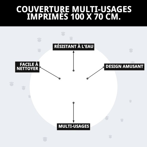 Couverture Multi-usages Empreintes 100x70 cm pour votre Animal de Compagnie