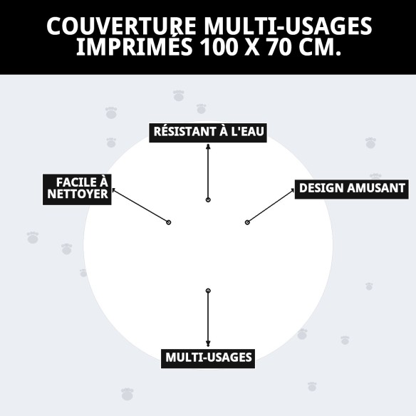 Couverture Multi-usages Empreintes 100x70 cm pour votre Animal de Compagnie