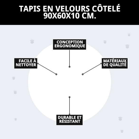 Matelas en velours 90x60x10 cm : Confort pour votre animal de compagnie.