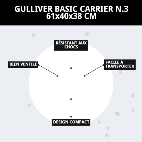 Transporteur Gulliver Basic N.3 pour Animaux de Compagnie 61x40x38 cm