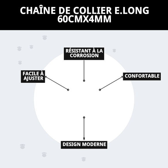 Collier en chaîne métallique pour chiens - 60 cm x 4 mm