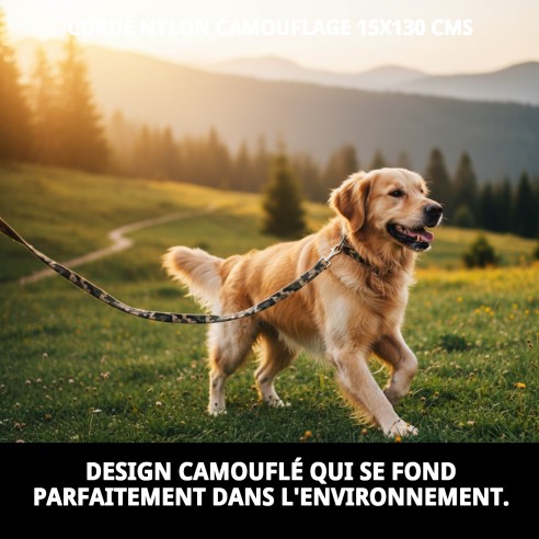 Rame en nylon camouflage 15x130 cm pour votre animal de compagnie.