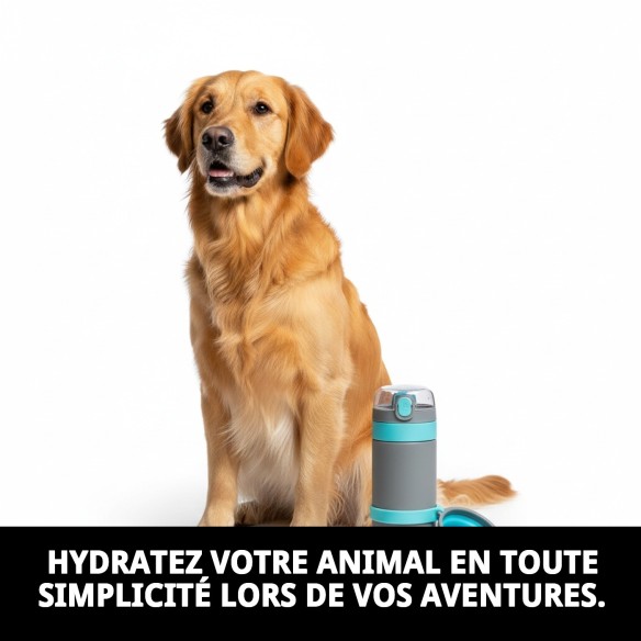 Bouteille d'eau de voyage 500 ml : Hydratation pour vos animaux de compagnie.