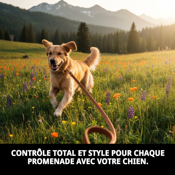 Ramal en Cuir Policier 2m x 1.8cm pour Animaux de Compagnie