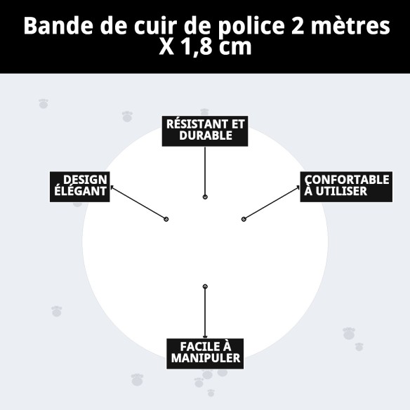 Ramal en Cuir Policier 2m x 1.8cm pour Animaux de Compagnie