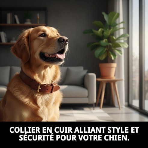 Collier en cuir double 60 x 3,5 cm pour votre animal de compagnie.