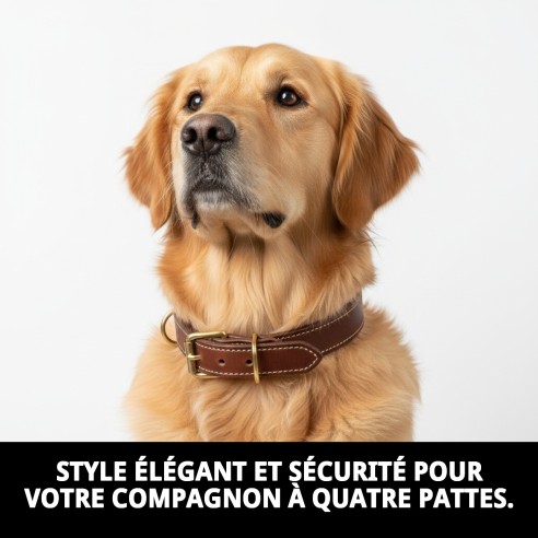 Collier en Cuir Double 65x4 cm pour Animaux Élégant et Résistant