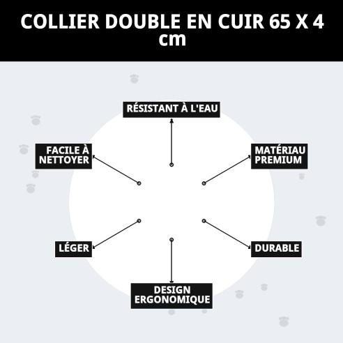 Collier en Cuir Double 65x4 cm pour Animaux Élégant et Résistant