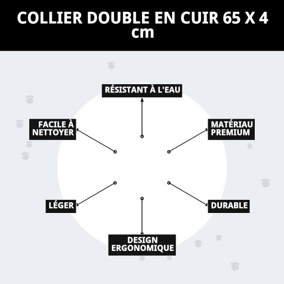 Collier en Cuir Double 65x4 cm pour Animaux Élégant et Résistant