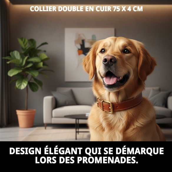Collier en Cuir Double 75 x 4 cm pour Animaux Élégant