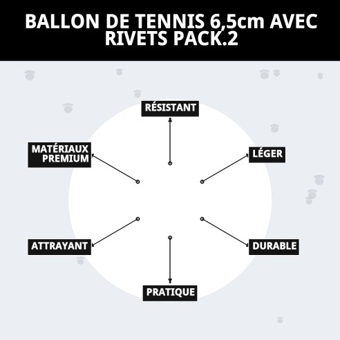 Balle de Tennis avec Empreintes 6,5 cm - Pack de 2 pour Animaux de Compagnie