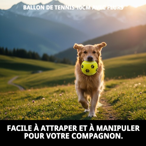 Balle de Tennis 10 cm avec Empreintes - Jouets pour Animaux de Compagnie