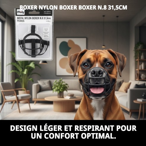 Muzzle en Nylon Boxer N.8 - Confort et Sécurité pour votre Animal de Compagnie