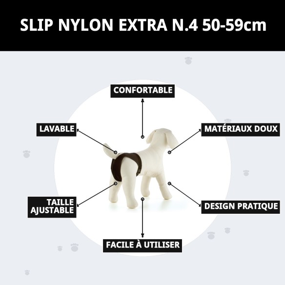 Slip en Nylon Extra pour Chiennes en Chaleur - Taille N.4 50-59cm