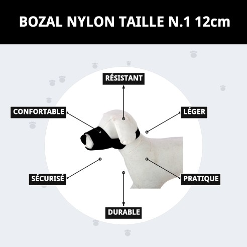 Muzzle en Nylon Taille N.1 - Confort et Sécurité pour votre Animal de Compagnie