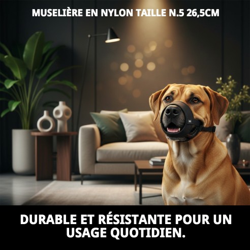 Muzzle en Nylon Taille N.5 pour Grands Chiens et Chiens Résistants