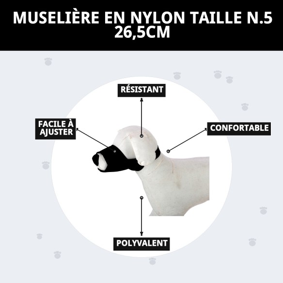 Muzzle en Nylon Taille N.5 pour Grands Chiens et Chiens Résistants