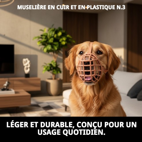 Muzzle Panier en Cuir et Plastique N.3 pour Animaux de Compagnie