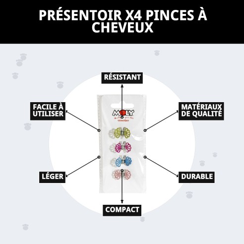 Exposant 4 Pinces à Cheveux - Prenez Soin de la Beauté de Votre Animal de Compagnie