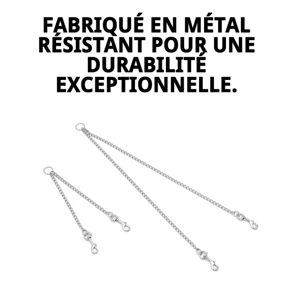 Accouplement Chromé pour 2 Chiens - 25cm x 2mm de Qualité