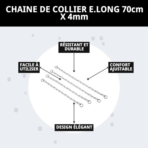 Collier en Chaîne pour Chiens - 70cm x 4mm Résistant
