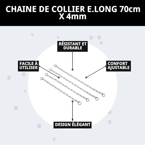 Collier en Chaîne pour Chiens - 70cm x 4mm Résistant