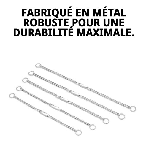 Collier Chaîne avec Plaque 40cm x 3mm pour Animaux de Compagnie