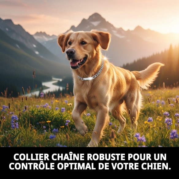 Collier chaîne avec plaque 50 cm x 3,5 mm pour animaux de compagnie.