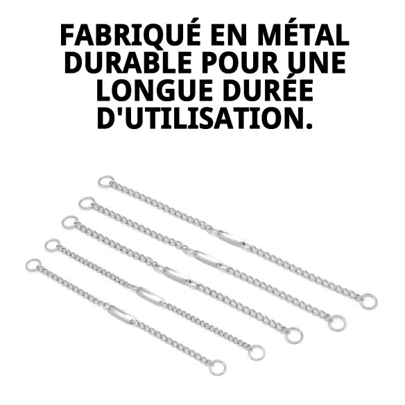Collier chaîne avec plaque 50 cm x 3,5 mm pour animaux de compagnie.