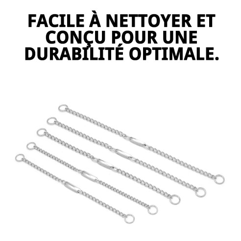 Collier Chaîne avec Plaque 55 cm - Résistance et Style pour Votre Animal de Compagnie