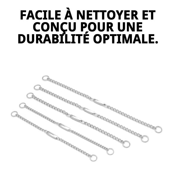 Collier Chaîne avec Plaque 55 cm - Résistance et Style pour Votre Animal de Compagnie