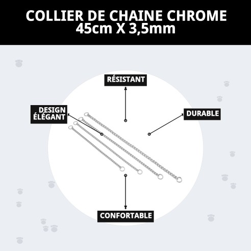 Collier Chaîne Chromé 45cm x 3,5mm pour votre animal de compagnie