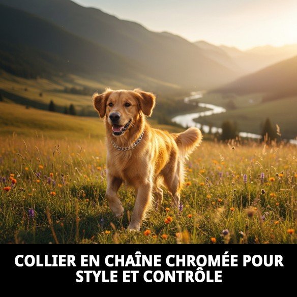 Collier Chaîne Chromé 55 cm x 3,5 mm pour Animaux de Compagnie