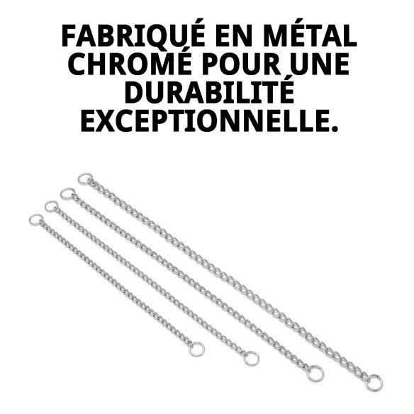Collier Chaîne Chromé 65cm - Résistance et Style pour Animaux de Compagnie
