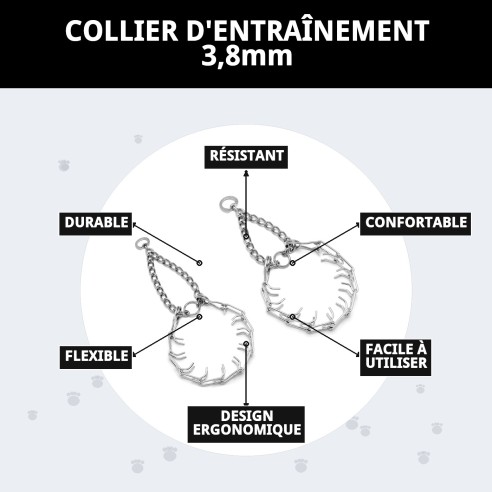 Collier d'éducation 3,8 mm - Efficace et Confortable pour votre Animal de Compagnie