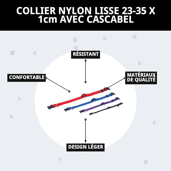 Collier en nylon lisse avec grelot pour votre animal de compagnie 23-35 cm