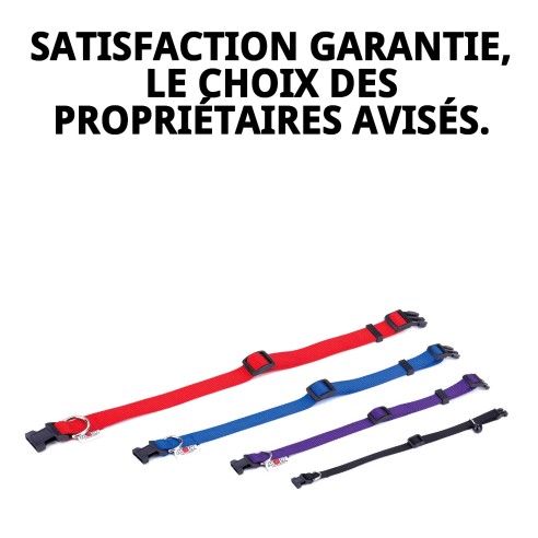 Collier en Nylon Uni pour Animaux - Noir et Rose 40-65 cm