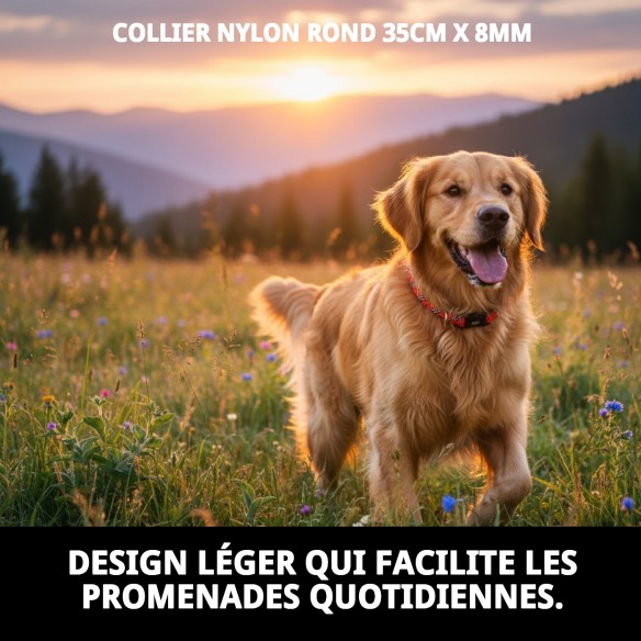 Collier en nylon rond 35 cm x 8 mm - Confort et style