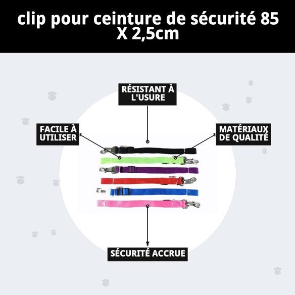 Accessoire de sécurité pour animaux de compagnie : Ceinture 85 x 2,5 cm
