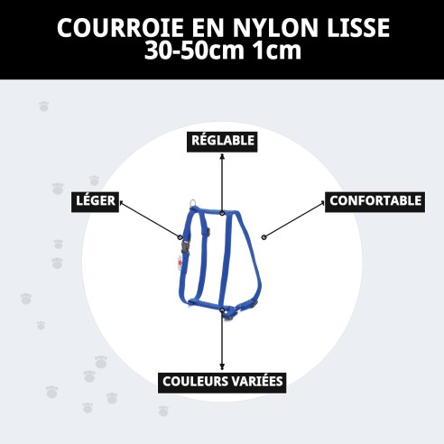 Harna en Nylon Lisse pour Chiens 30-50cm - Confort et Sécurité
