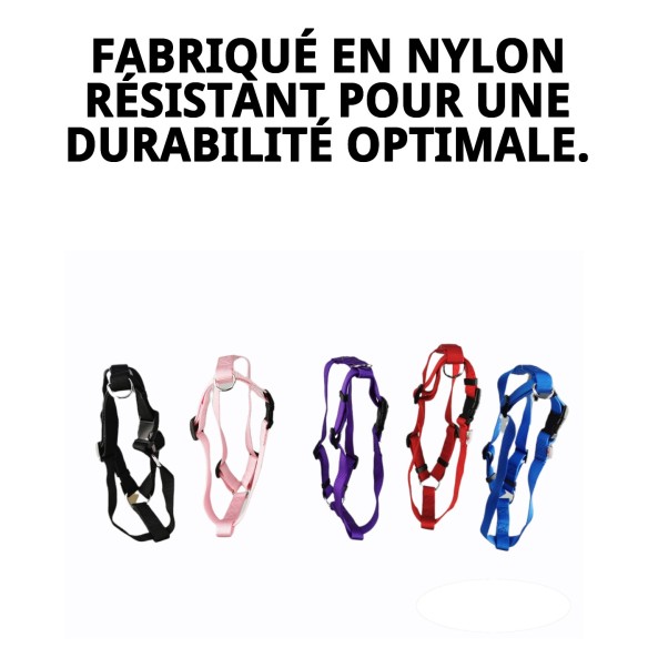 Harnais en nylon lisse extra rose 90-110 cm pour animaux de compagnie.
