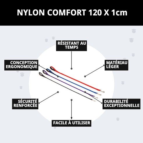 Ramal en Nylon Confort 120x1cm pour Animaux de Compagnie ! Confort Total !