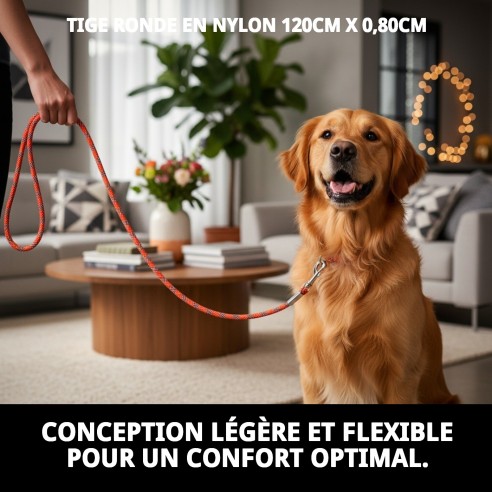 Ramal en Nylon Rond 120cm x 0,80cm pour Animaux de Compagnie