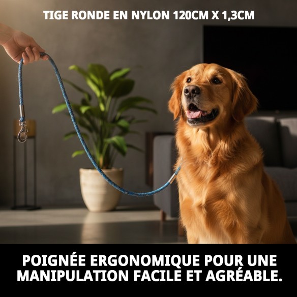 Ramal en nylon rond 120 cm x 1,3 cm pour animaux de compagnie.
